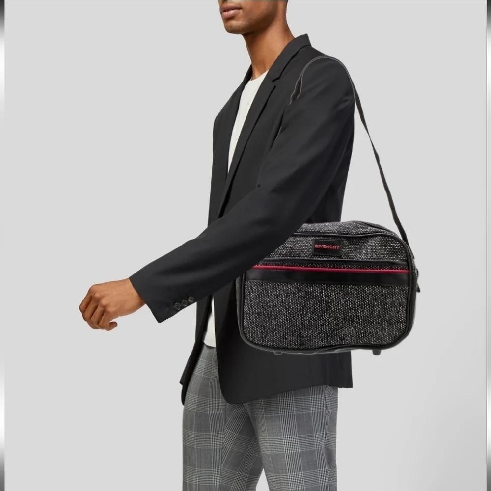 Givenchy Vintage Messenger Bag Black Tweed